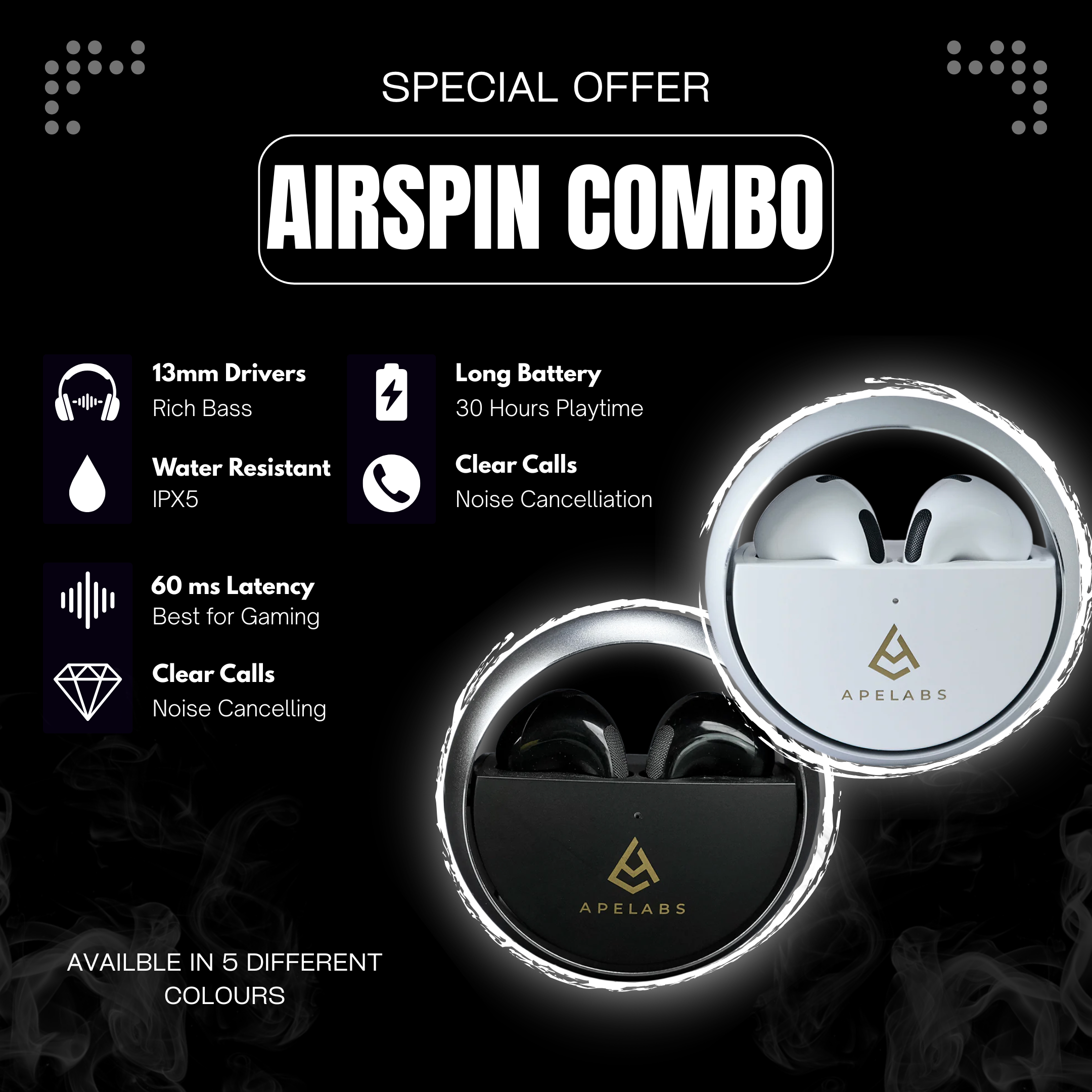 ApeLabs Duo Lifestyle Combo – 2 Oversized Tees + 2 Wireless Earbuds